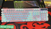 Bàn phím có dây gaming giả cơ PANTSAN PK100 nút tròn Led 7 màu cực đẹp (Màu Hồng)